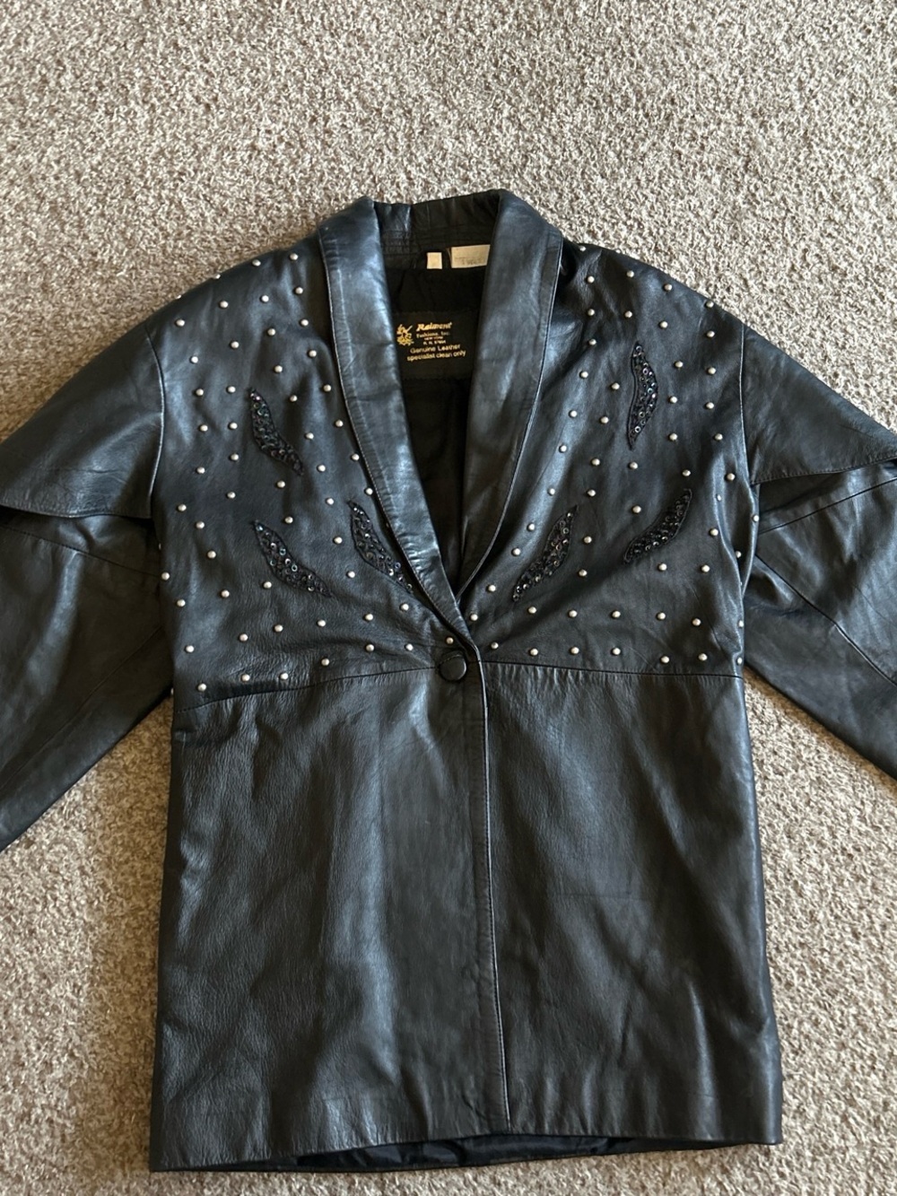 Black Studded Leather Jacket - Women